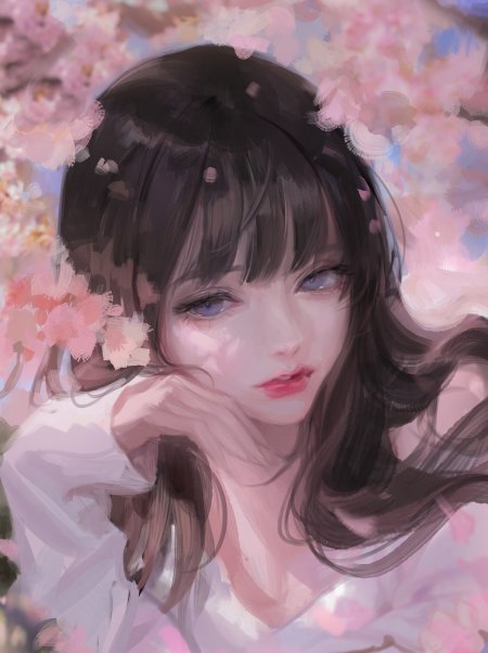 唯美 美女肖像 花朵 动漫壁纸