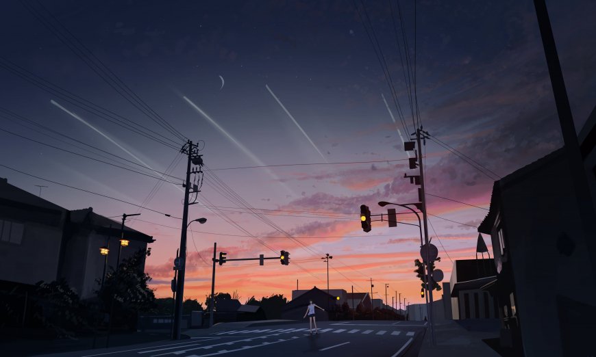 城市 夜景 天空 晚霞 风景壁纸