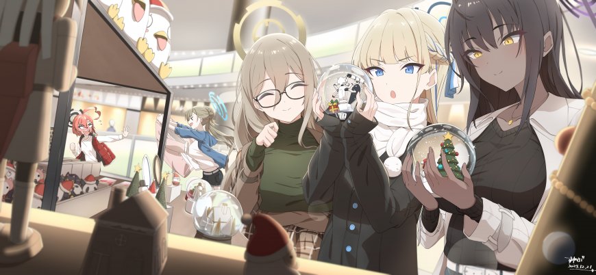 动漫少女 购物 玻璃球 插画壁纸
