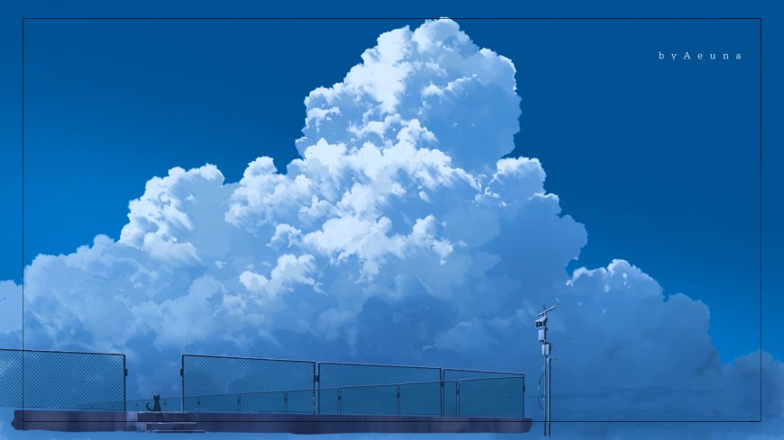 Aeuna-插图风景 云彩天空  猫 蓝色壁纸