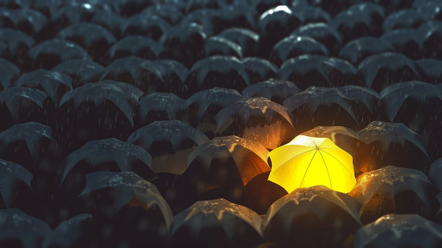 人群 雨伞 黄色 黑暗 雨 灯光 发光 电脑壁纸