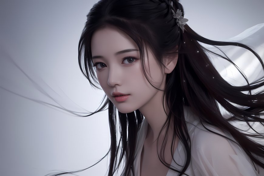 亚洲人 脸 长发  电脑壁纸 