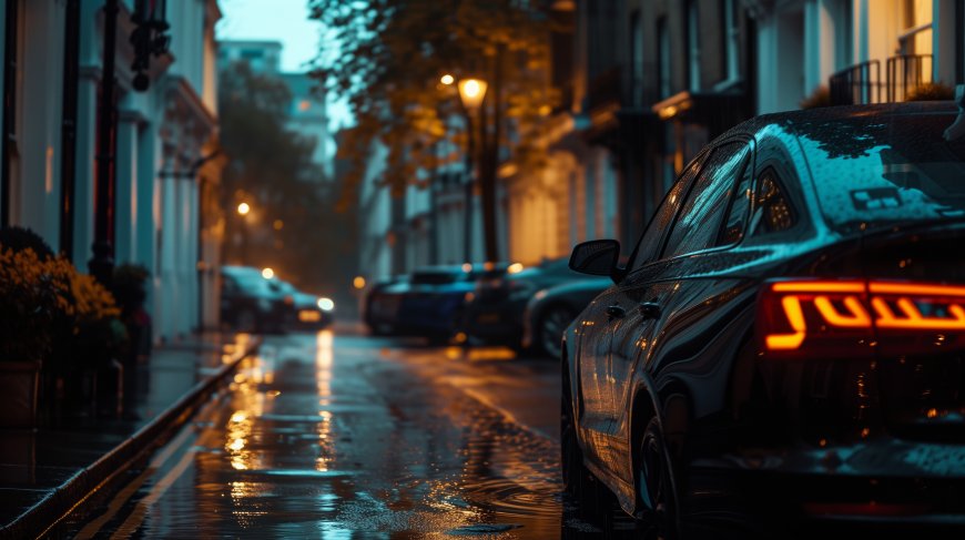 汽车 尾灯 蓝色小时 街道 电脑壁纸