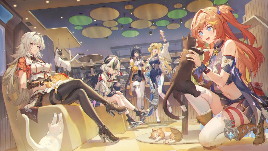 崩坏3  动漫女孩, 猫, 游戏原画壁纸