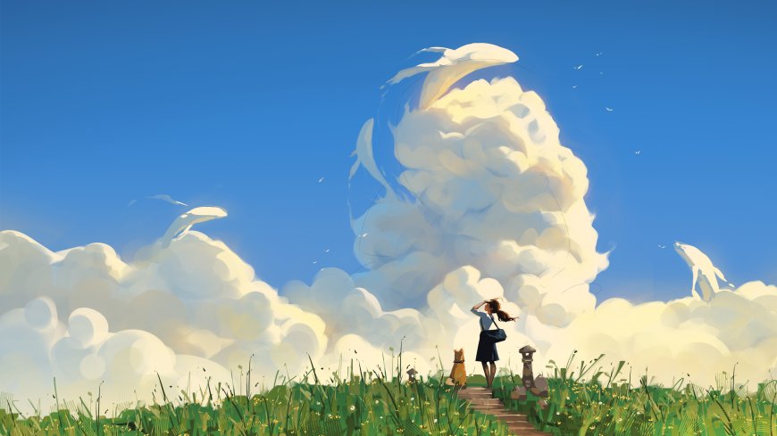 插图 云 风景  天空  治愈动画壁纸
