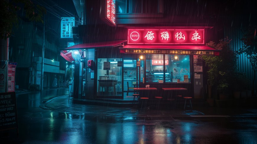  夜 日本 街道 雨 餐厅 霓虹灯 电脑壁纸