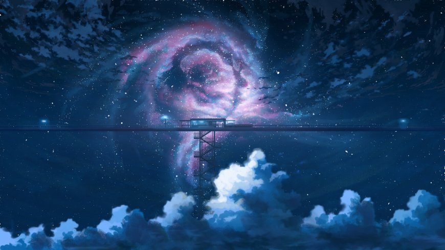 无尽的火车 星空 轨道 动漫风景壁纸
