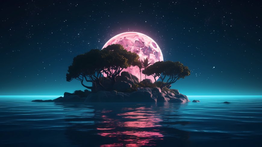 岛屿月夜风景电脑