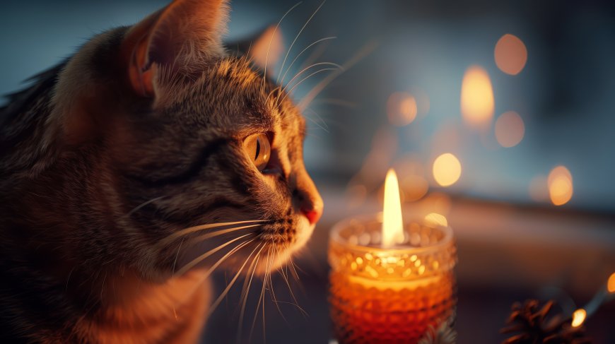 猫 蜡烛 散景 电脑壁纸