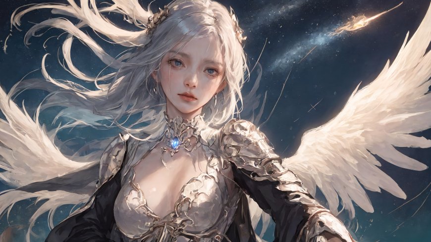 唯美 天使翅膀 公主 插画壁纸