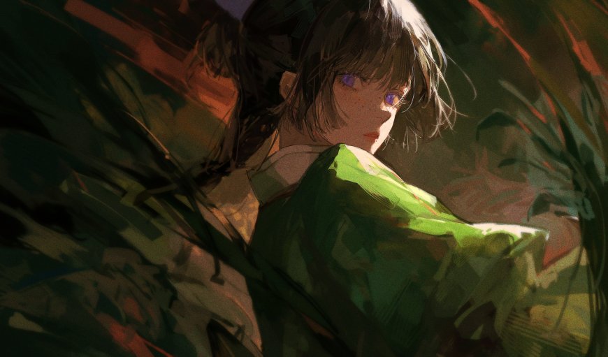 长有雀斑的绿衣少女，动画《药屋少女的呢喃》人物侧脸高清插画 