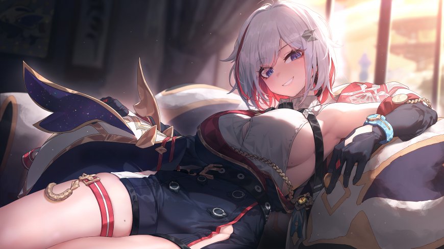 崩坏 星穹铁道 托帕，躺在床上，性感的托帕动漫人物插画 