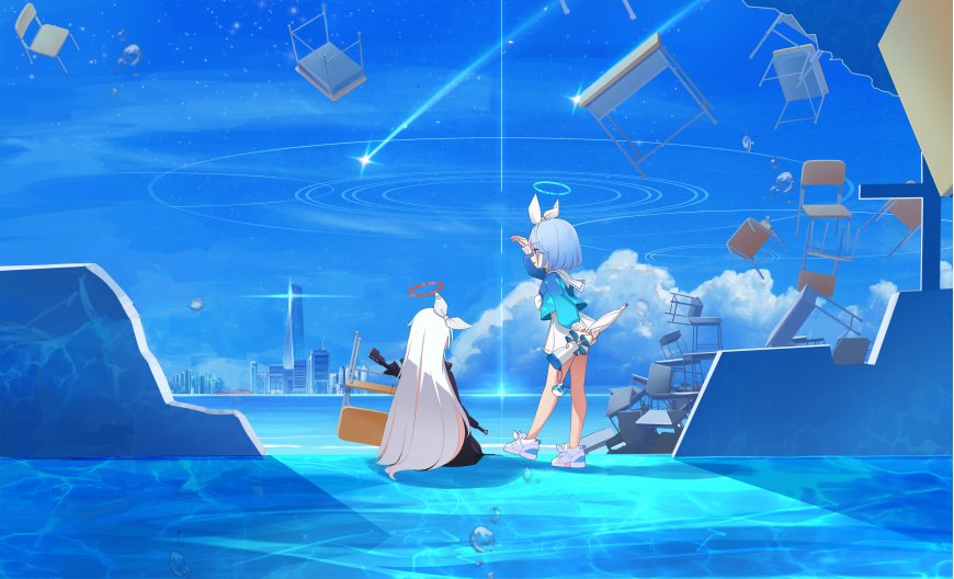 女学生 女孩 短发 长发 蔚蓝档案]光环 水手制服 动漫女孩