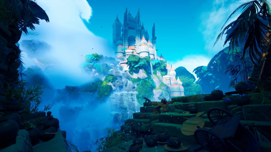 AI艺术 城堡 瀑布 风景 奇幻艺术