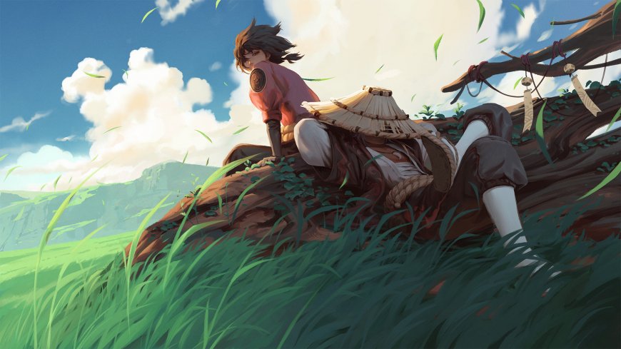 蓝天白云|绿草枯木古装动漫男壁纸