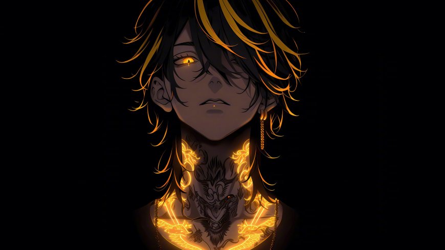 黄纹绕颈-脖子有光纹-纹身的酷帅动漫男生壁纸