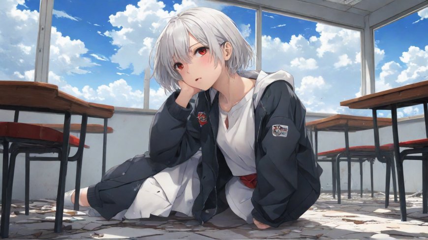 动漫 白裤袜 校服少女 教室壁纸