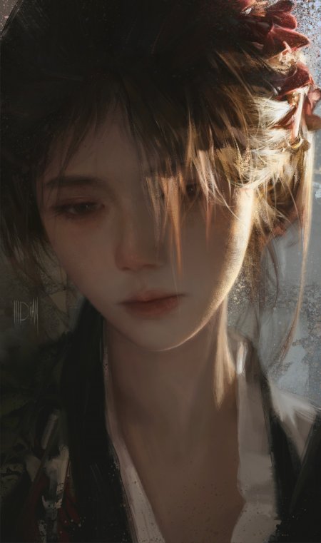 忧郁、伤感的动漫少女头像插画手机壁纸