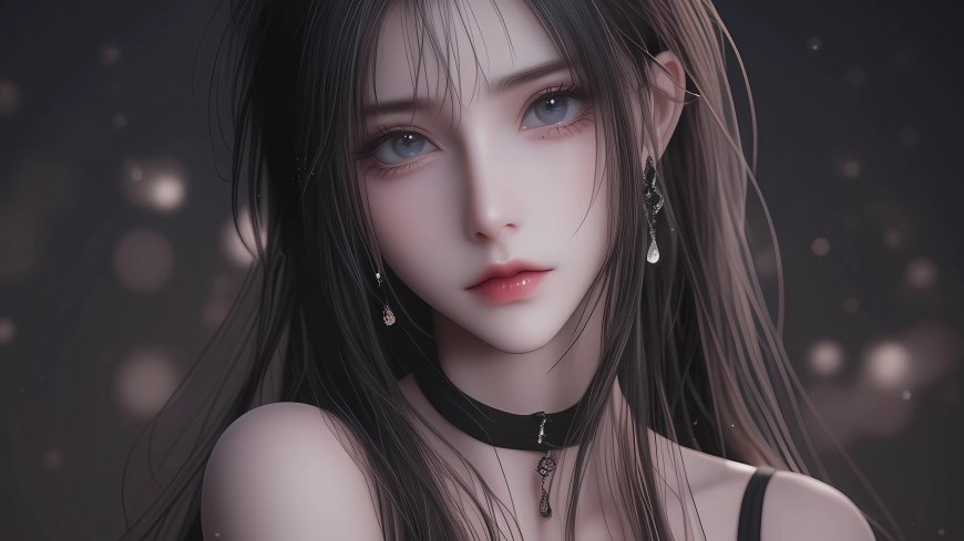黑色 长发 女子 暗色 4k 动漫