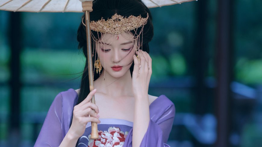 油纸伞 紫色 古风 裙子 美女 4k 壁纸