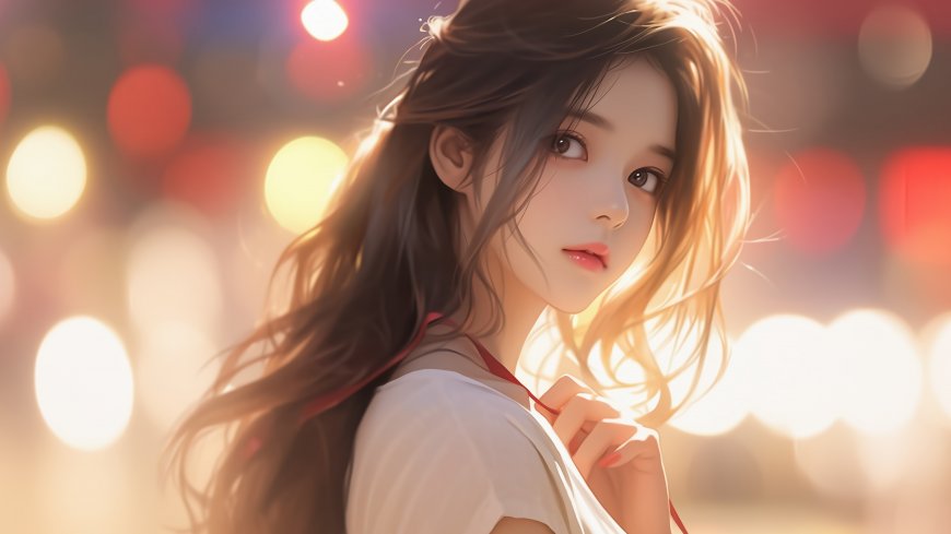 长发 可爱 动漫 美女 回眸 4K壁纸