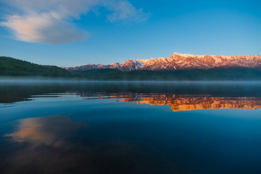 雪山 晚霞 水中倒影 风景壁纸