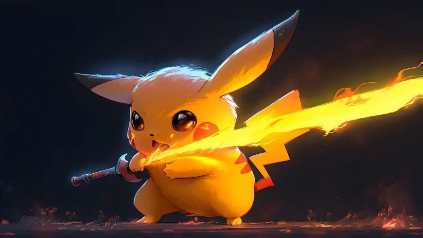 持火焰剑皮卡丘创意动漫壁纸