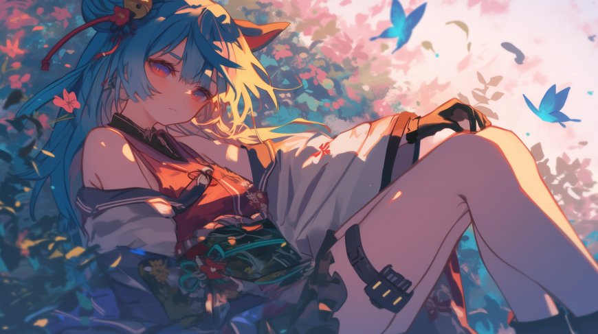 原神蓝发少女插画壁纸