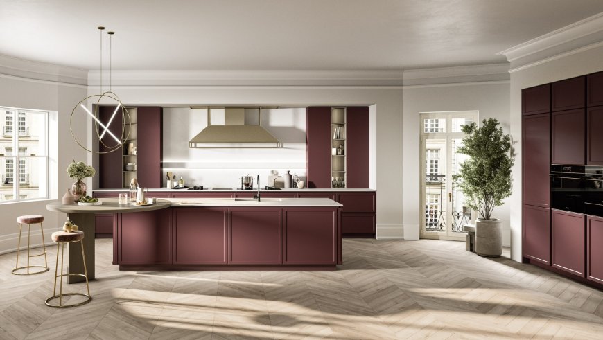 酒红色系厨房壁纸