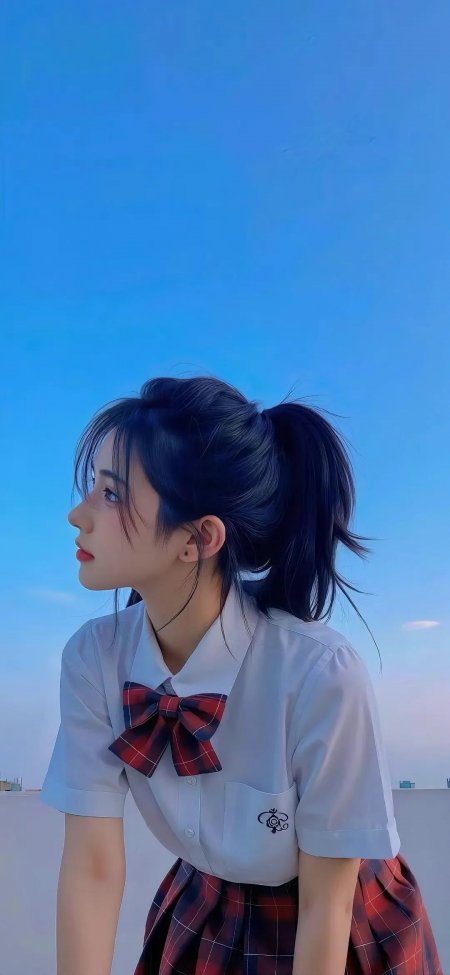 红发红裙艺术插画手机壁纸