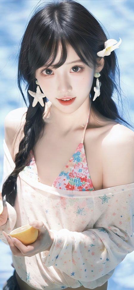 花色比基尼罩衫户外人像手机壁纸