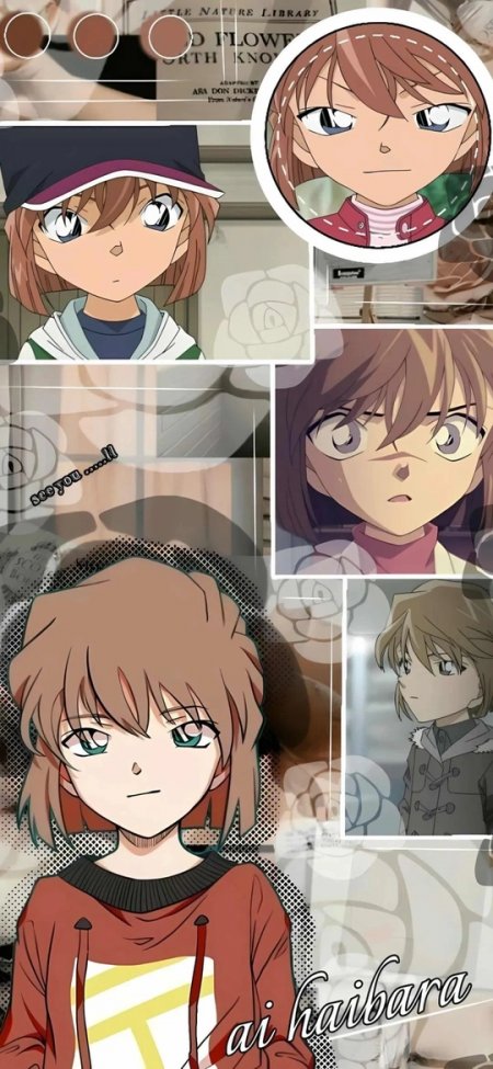 名侦探柯南灰原哀多造型拼贴手机壁纸