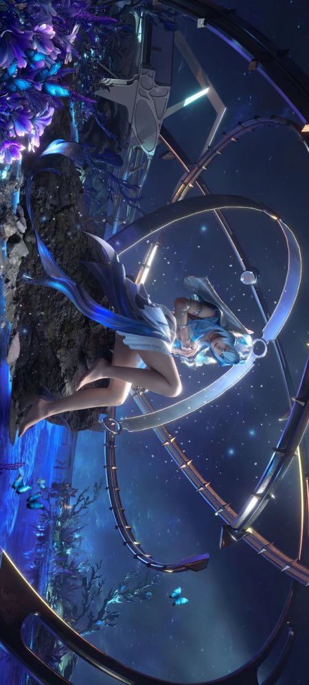 奇幻场景机械装置女性角色插画手机壁纸