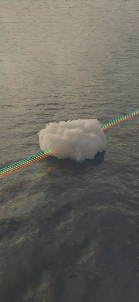 水面云朵彩虹线创意摄影手机壁纸