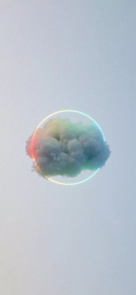 云朵霓虹环创意摄影手机壁纸