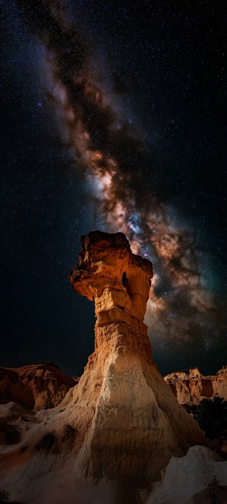 星空奇特岩石地貌自然景观手机壁纸