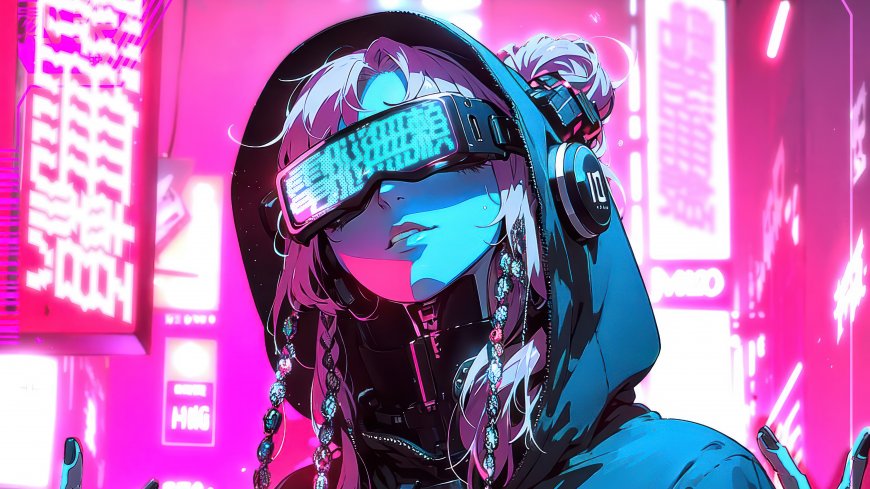 赛博朋克风人物插画壁纸