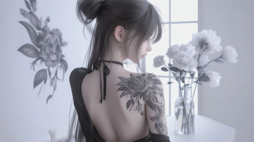 纹身少女 3D 插画壁纸