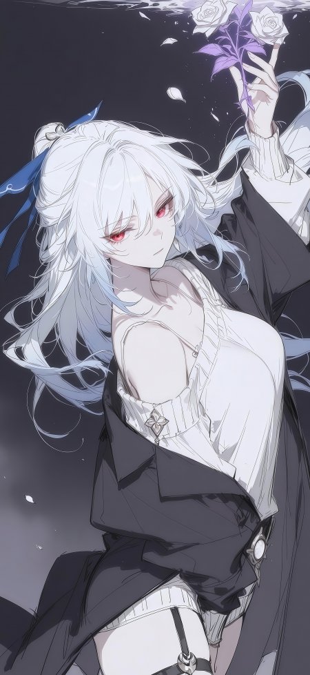 白发红瞳少女插画壁纸