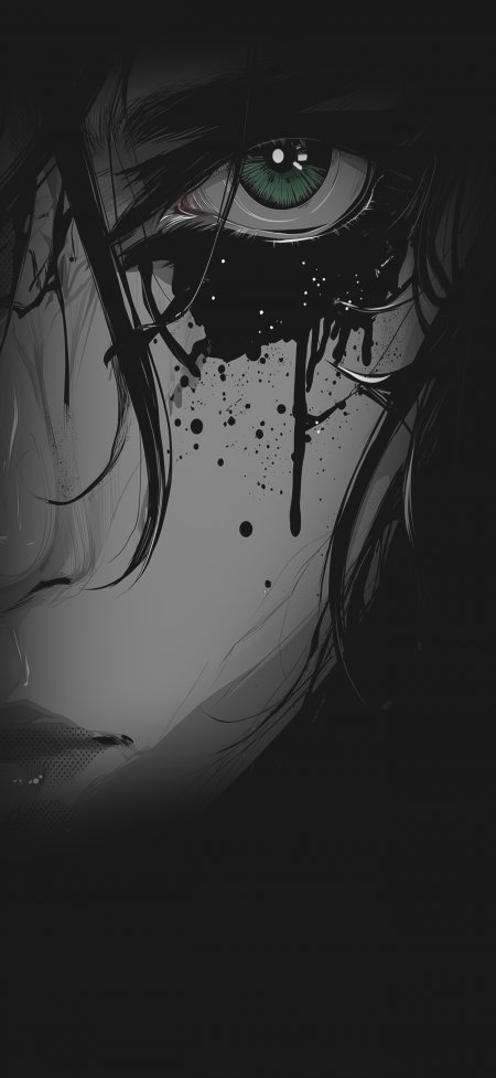 暗黑系动漫人物眼睛特写插画壁纸