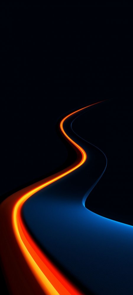 抽象光带流转 橙蓝渐变艺术壁纸