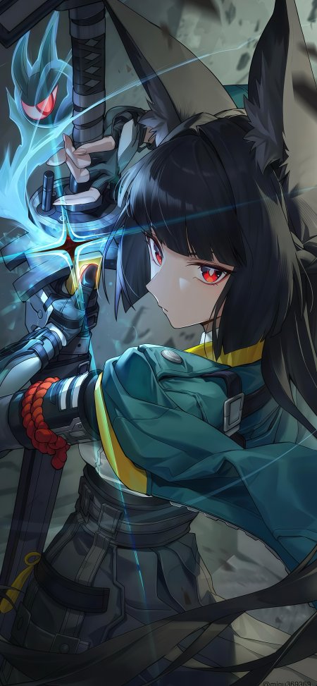 二次元持武器战斗角色插画壁纸