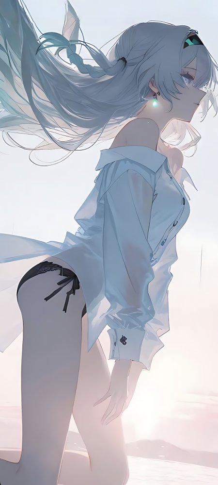 二次元露背少女插画壁纸