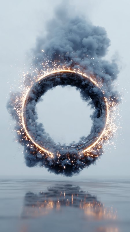 发光圆环烟雾特效 3D 设计壁纸