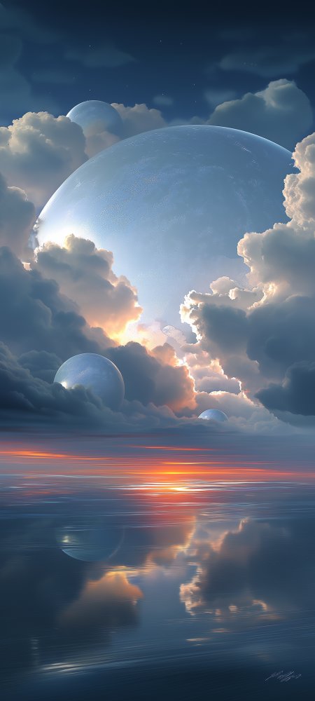 梦幻星球云海风景插画壁纸