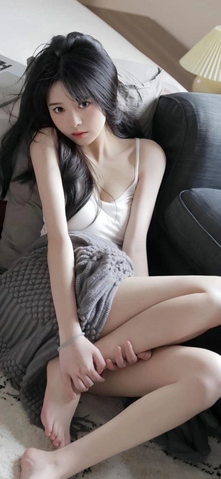 沙发上的居家女性素材壁纸