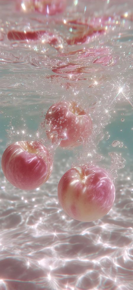 水蜜桃入水动态摄影壁纸