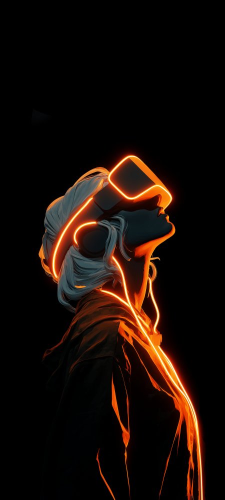 赛博朋克风格 VR 人物发光线条插画壁纸