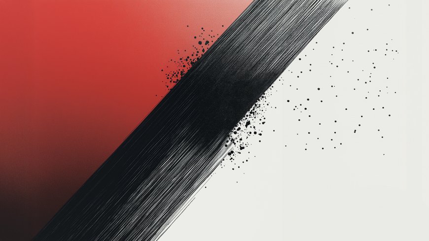 红黑白三色水墨风格艺术插画壁纸