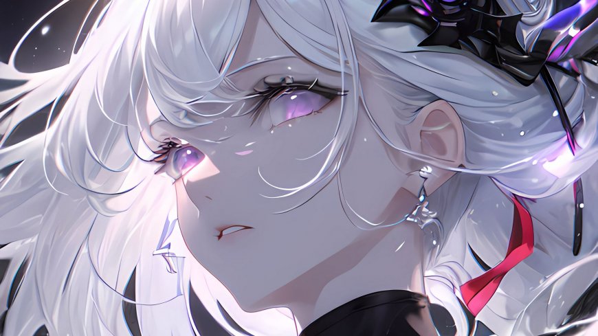 银发紫眸动漫少女插画壁纸